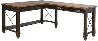 Black Wood Open L-Desk and Return, Writing Table, Spacious Work Surface, Modern Design, Durable Construction, Ideal for Office workspace