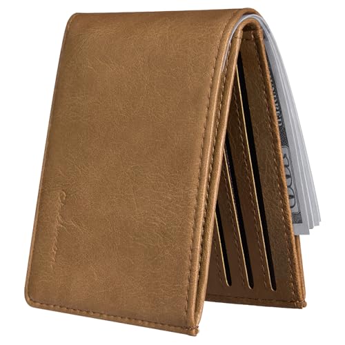 Image of Chelmon Slim Wallet for Men ID Window with RFID Blocking Front Pocket Minimalist Bifold Bussiness Card Holder Gift for Men