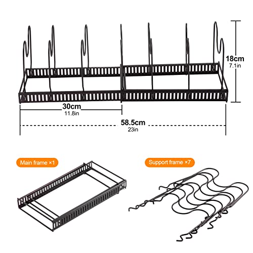 Expandable Pot Rack Organizer, Pot And Pan Organizer For Cabinet, Pot Lid Organizer With 3 Diy Methods, Pot Rack Organizer With 7 Tiers, Pot Organizer Deep U-Shaped Design With 1Pc Cleaning Cloth #TOP5