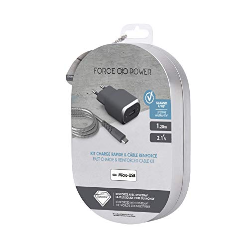 Force Power kit chargeur secteur et câble renforcé USB micro USB noir