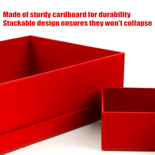 Coobbar Graduation Gift Boxes,5 Pack Square Nesting Boxes with Lid and Shredded Filling Paper, Multi-Size Gift Boxes Decorative Storage Boxes for Keepsakes, Party Supplies, Decorative Storage (Red)
