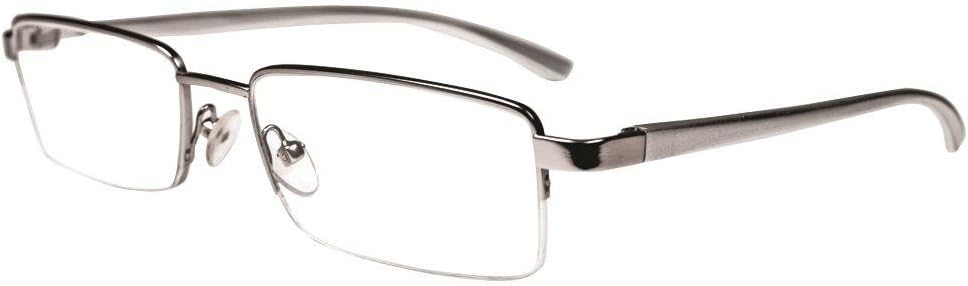 Retro Reading Glasses for Both Men and Women, Crystal clear vision with comfort fit, Modern-Silver