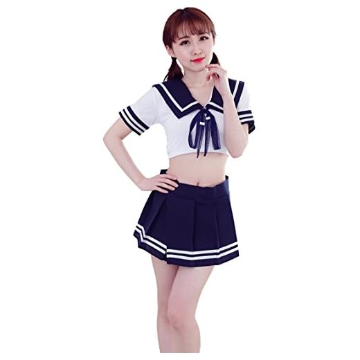 Pengsstyle Sexy Schulmädchen Kostüm Outfit, Damen Sexy Dessous uniform Set, Anime Schuluniform Mädchen Cosplay Outfit, Einheitsgröße, Blau