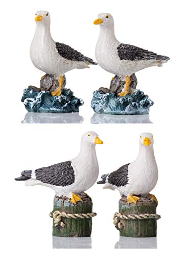 HOMERRY Garden Bird Statue - 4pcs Small Seagull DÃ©cor Birds Figurines Ornaments - Best Indoor Outdoor Statues Yard Art Figurines for Patio Lawn House