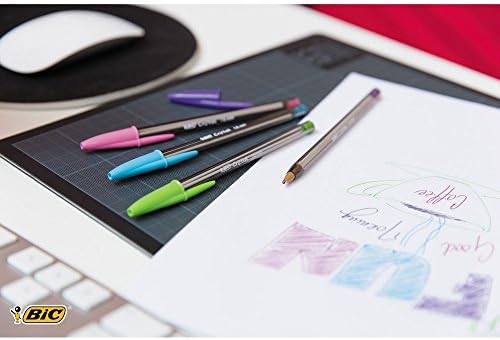 BIC Cristal Fun Ballpoint Pens - Pack of 4- Assorted Colours - Wide Point (1.6 mm) - Exciting and Eye-Catching Colours for Writing