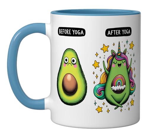 Before Yoga After Yoga Avocado Mug Blue/White