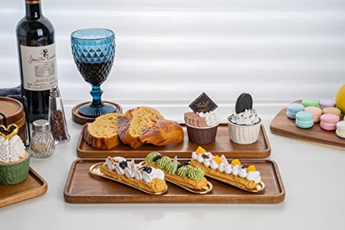 Foto von WLWNWFT Holztablett Deko Tablett Holz 3 Stück, Serviertablett aus Akazienholz 36x14 cm, Holz Tablett Dekotablett Servierplatte Rechteckig für Dessert Kosmetik Schmuck Kerzen