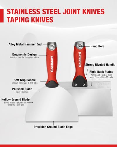 Goldblatt-Drywall-Hand-Tool-Kit-14-in-1-6-Pieces-Stainless-Steel-Joint-Knife-Taping-Knives-Paniter-Scraper-Mud-Pan