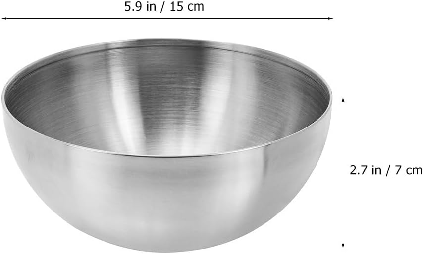 Luxshiny 2Pcs Stainless Steel Salad Bowl, 5.90 Inch Metal Fruit and Vegetable Mixing Bowls for Kitchen Counter Food Storage Serving and Prep