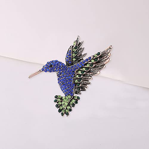 Image of Animal Hummingbird Brooch Pins for Women Fashion Bird Pins Elegant Rhinestone Crystal Animal Brooches Pin