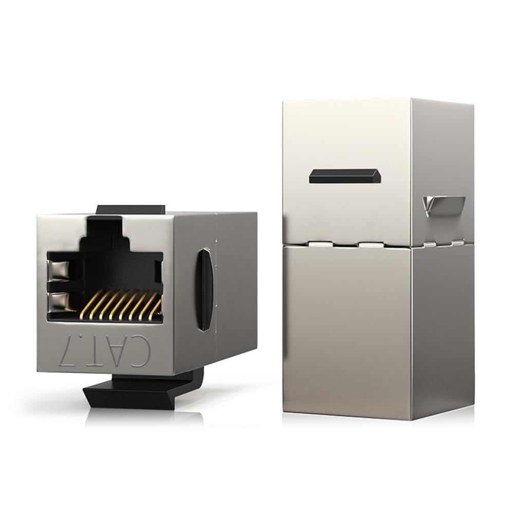 OptiLan CAT7 Coupler RJ45 Keystone Shielded Coupler, Shielded Female to Female RJ45 Inline Coupler Keystone Jack 10G speeds and 600MHz (5pc bag)