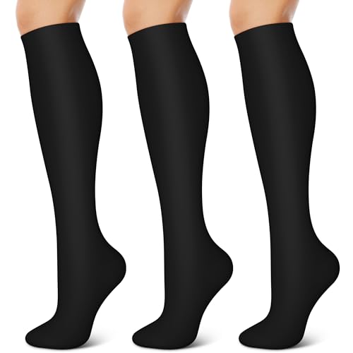 Image of 3 Pairs Compression Socks for Women and Men 15-20mmHg-Circulation Support Socks- Best for Medical,Running,Athletic