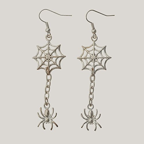 Silver Spider & Spiderweb Earring