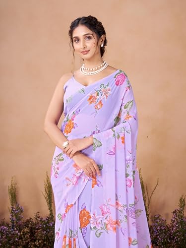 Image of Garden Vareli Women Georgette All Over Floral Printed Saree