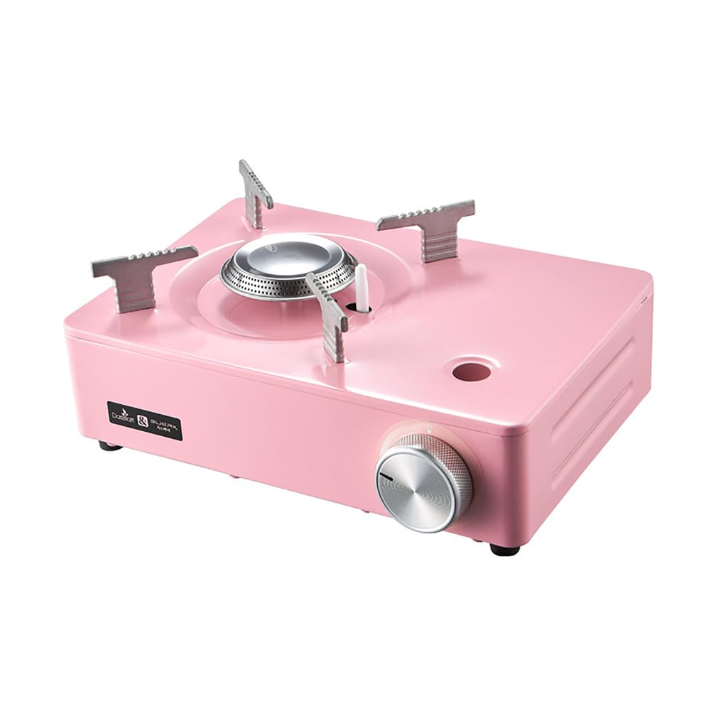 2100W Kein Campingkocher Gaskocher mit Tragebox, Tragbar Gaskocher Camping Kocher Outdoor Gas Campingkocher für Angeln Picknick Trekking Hiking, Kochkocher für Wandern,Rosa