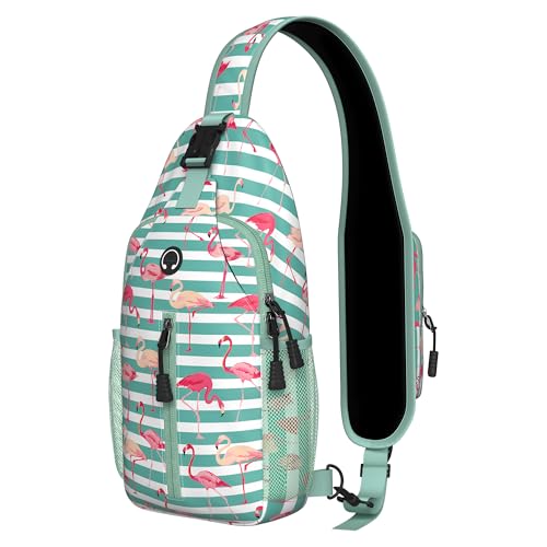 Image of Flamingo Sling Bag For Women Men Small Crossbody Bags Mini Water Resistant Casual Chest Bag Backpack Shoulder Daypack For Travel Hiking