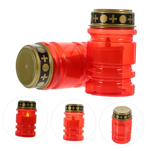 Velas led para exterior y cementerio con carcasa roja de pilas pack de 2 6