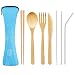 Bamboo Cutlery Set with 8.5 inch Stainless Steel Metal Straw and Cleaner,Extra Long 7.7 inch Bamboo Utensils for Travel and Camping,Portable with Case To Go (1 Set)