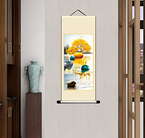 Grace Art Asian Wall Scroll, Deer 9 #TOP2