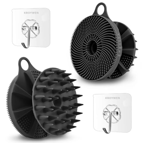 Image of 2 in 1 Soft Silicone Body Scrubber Bath Brush And Scalp Massager for Hair, Super-Exfoliating & Lathering Body Scrubber, Shower Brush | BPA-Free | for Women and Men (With A Free Hook 2-pic) (Pack of 2-pic)