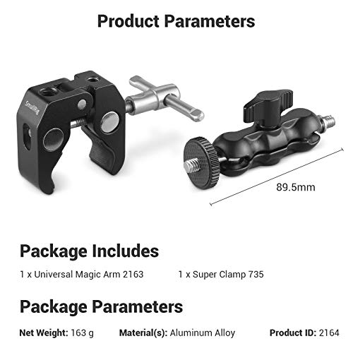 Image of SMALLRIG Multi-Functional Crab-Shaped Clamp with Ballhead Magic Arm (137x86x20 mm) 2164