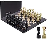 Tamaño: 15 pulgadas. Medidas King: 8,9 cm. Queen: 7,6 cm. Obispo: 2.75 pulgadas. Caballero: 2.75 pulgadas. Torre: 6,9 cm. Peones: 2.25 pulgadas. El tablero de ajedrez viene junto con una parte inferior de fieltro adjunta para evitar arañazos. Paquete de fondo de fieltro separado para todas las figuras de ajedrez.
