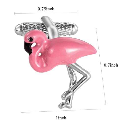 HAWSON Pink Flamingo Cuff Links Mens, Pink Personalized Cufflinks for Men Flamingo Valentines Gifts2