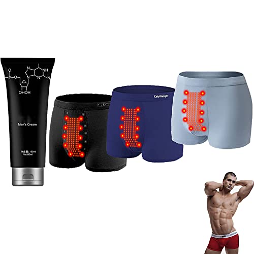 3 Pcs EFT Energy Field Therapy Men's Underwear, Energy Field Therapy Men's Underwear, Slimming Underwear, with Men's Energy Strength Massage Cream (XL)