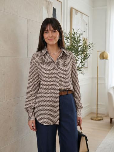 Image of OOMPH! Women's Printed Shirt | Full Sleeves | Collared Neck | Curved Hem | Casual Shirt for Women