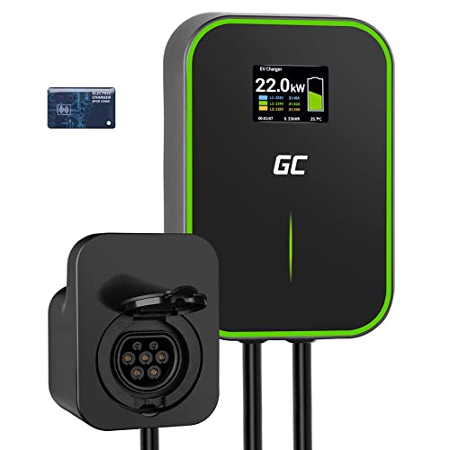 Green Cell GC PowerBox Wallbox 22kW RFID Caricabatterie per Auto Elettriche EV Tipo 2 Presa Display LCD Compatibile con...
