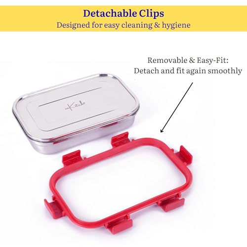 Image of Leak-Proof Lunch Box for Kids | Air Tight Tiffin Box | Stainless Steel Tiffin Box for Kids, Adults, Office, School, and Picnic /Food Grade /Easy to Carry (750ml 1pc + 120ml 1 Pc)