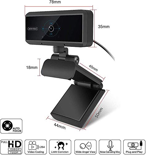 image for Howell Webcam 1080P with Microphone, Auto Focus Webcam, Computer Camer