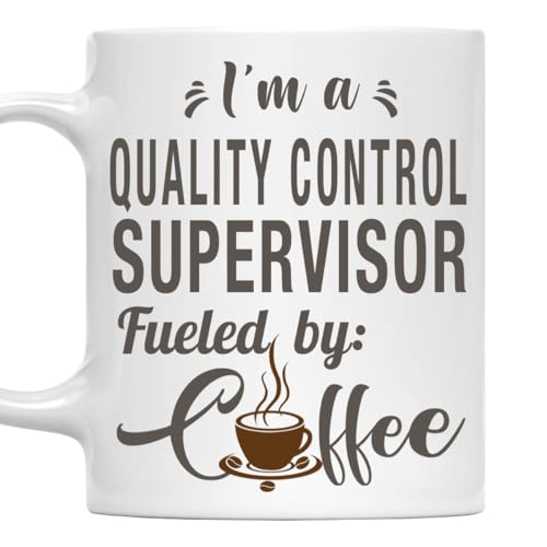 MONIZILUCKY I'm a Quality Control Supervisor Mug, Fueled by Coffee Cup Gift