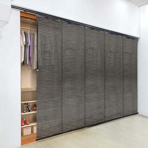 Dusky Filigiree 5-Panel Single Rail Black Panel Track Extendable 58"-110" W x 116" H, Panel Width 23.5"