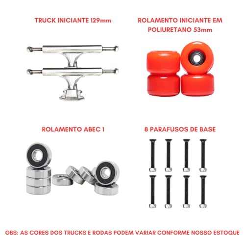 Skate Infantil Juvenil Semi Profissional Madeira Até 70kg