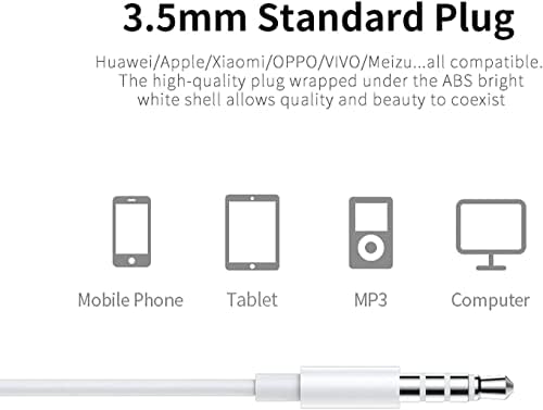 Wired Earphones Stereo Sound in-Ear Earbuds with 3.5mm Headphones Plug Microphone Volume Control for Sports Workout Compatible with iPhone, iPod, iPad, xiao mi, HUAWEI, Cell Phones Tablets Laptops
