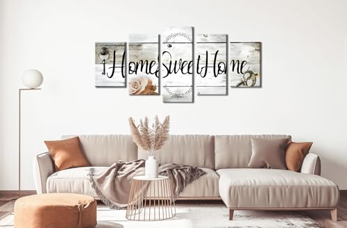AWLXPHY Decor Home Sweet Home Wall Art 5 Piece Framed Canvas Prints Rustic Farmhouse Wall Decor for Living Room Bedroom Kitchen Ready to Hang(Beige, W40 x 20") by AWLXPHY Decor - Used condition - Image 3