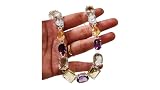 Cluster Necklace, Natural Amethyst Lemon Quartz Green Amethyst Citrine Blue Topaz, Women Choker Neck