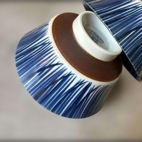 美濃焼和モダン 藍色 十草模様のラーメン丼ぶり お洒落な丼 2個セット