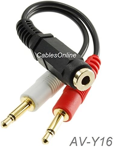 CablesOnline, 6-inch 3.5mm Stereo Female to Dual 3.5mm Mono Male Left/Right Adapter Cable, AV-Y16 miniatura 2
