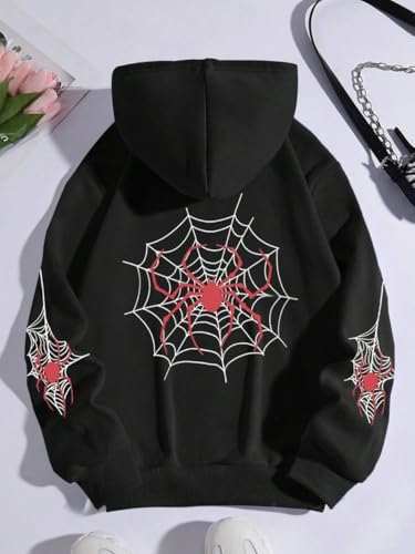 Image of SXV 'Spider Trap' Printed Cool Aesthetic Sweatshirt Hoodie