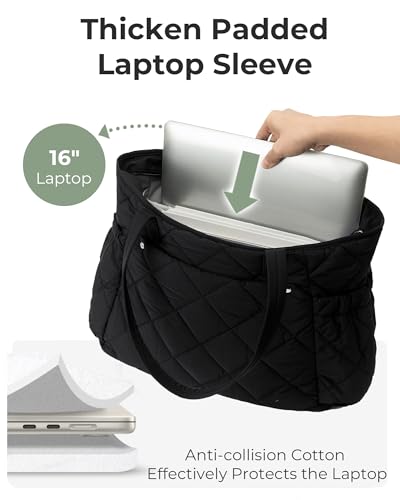Bolso tote acolchado para mujer Micmores, bolso ligero de hombro con bolsillos, elegante bolso puff para uso diario y trabajo | Material nylon miniatura 3