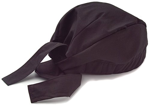 KNG Tie Back Chef Hat Adjustable Chef Cap for Men or Women - Black