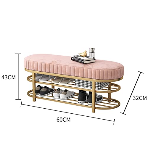 Taburete de terciopelo rosa elegante para el dormitorio y tocador 4
