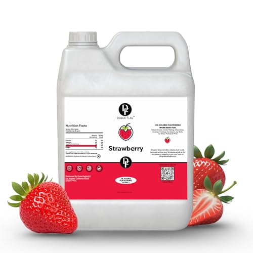 Dolce Flav Strawberry Flavoring Oil for Chocolates, Restaurant Size, 32 Oz