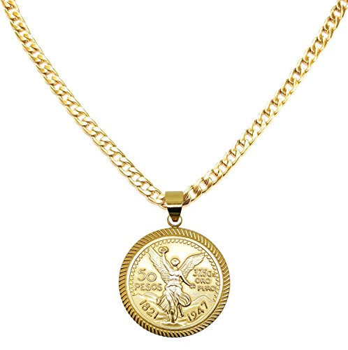RC & J GENERAL 14kt Centenario Pendant & 24" Necklace Gold Plated - Dije De Centenario Y 24" Cadena4