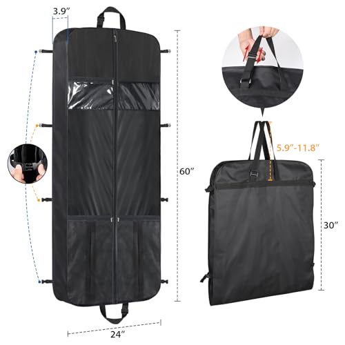 Univivi Large Dress Carrier, 60" Garment Bag with Accessory Pouch, Dress Bags with Adjustable Handles - Image 2