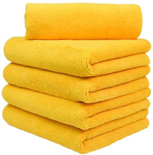 Eco Tone Microfiber Cloth - 8 pcs - 40x40 cms - 280 GSM Yellow- Thick Lint & Streak-Free Multipurpose Cloths - Automotive Microfibre Towels for Car Bike Cleaning Polishing Washing & Detailing-image-22