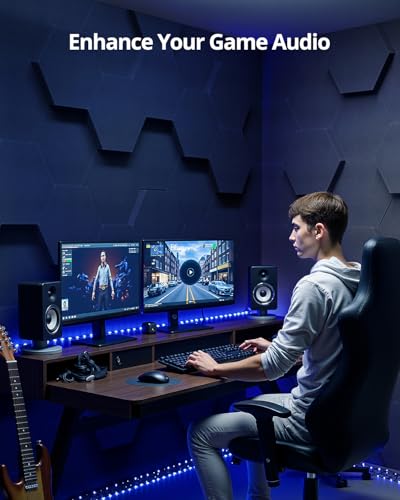 Image of Acoustic Foam Panels, 3D Hexagon Dual Thickness 1.57 inch & 2.75 inch Sound Absorbing Tiles for Studio, Room, 12 Pack, 12 inch x 10 inch Black Decorative Art Paneles for Ceiling, Door, Pared, Walls, Home Decor
