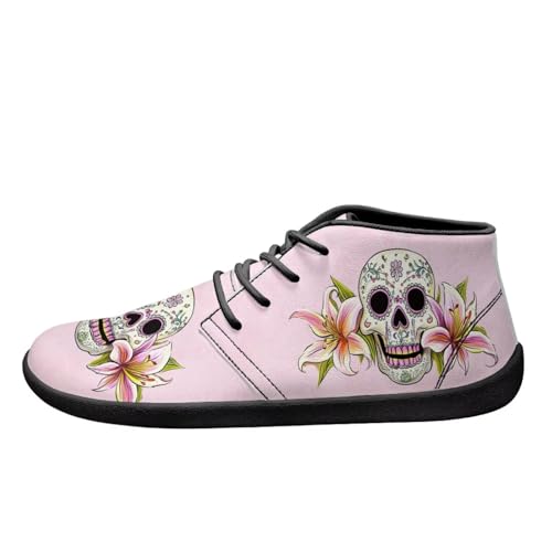 Forchrinse Shark Print Chelsea Ankle Boots Mid Top Causal Sneakers for Men Lace up Leather Chukka Boots Fashion Walking Shoes Waterproof